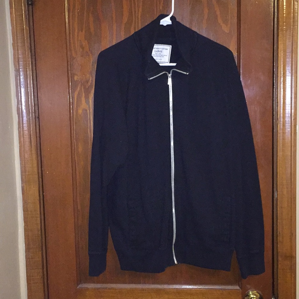 Black zip front sweat shirt